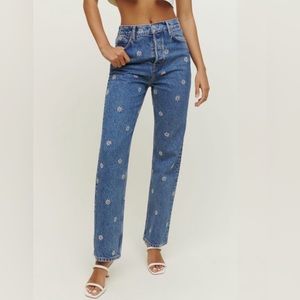 Reformation Cynthia chamomile high rise straight jeans